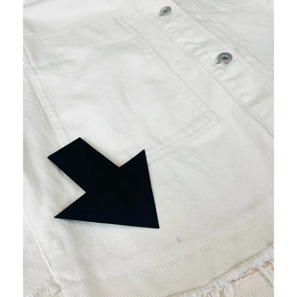 ZARA • Cream Cropped Frayed Hem Denim Jacket, XS - Picture 14 of 16